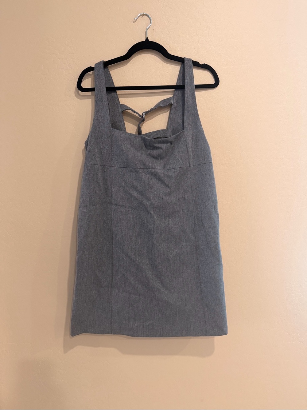 Nasty Gal Gray Sleeveless Square-Neck Mini Dress